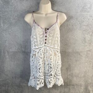 Y2k BKE Babydoll Tank Top XS Lace Cami Indie Boho Chic Cottage‎ Fairy Coquette